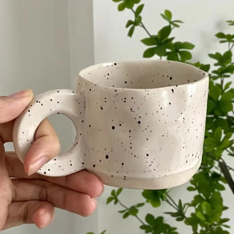 250Ml Ceramic Mug Ring Handl Coffee Milk Modern Print Porcelain Mug Handmade Ceramic Hot Chocolate Cup Couple Handgrip Cups