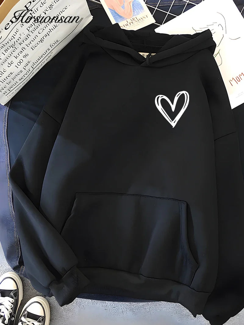 Sudadera Casual con Estampado de Corazón - Estilo Simplicidad y Comodidad