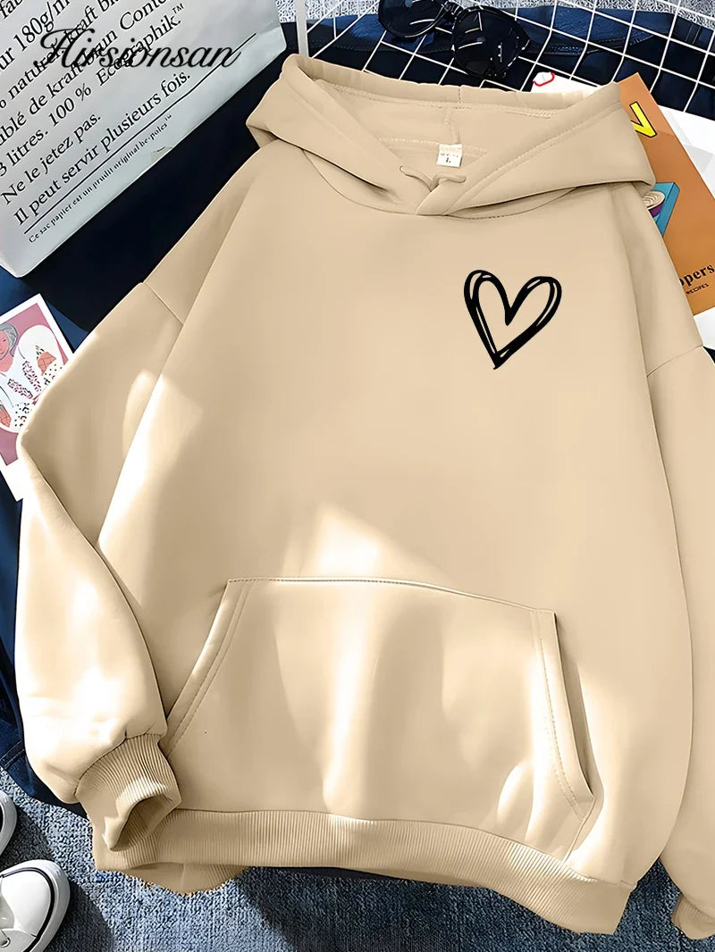 Sudadera Casual con Estampado de Corazón - Estilo Simplicidad y Comodidad