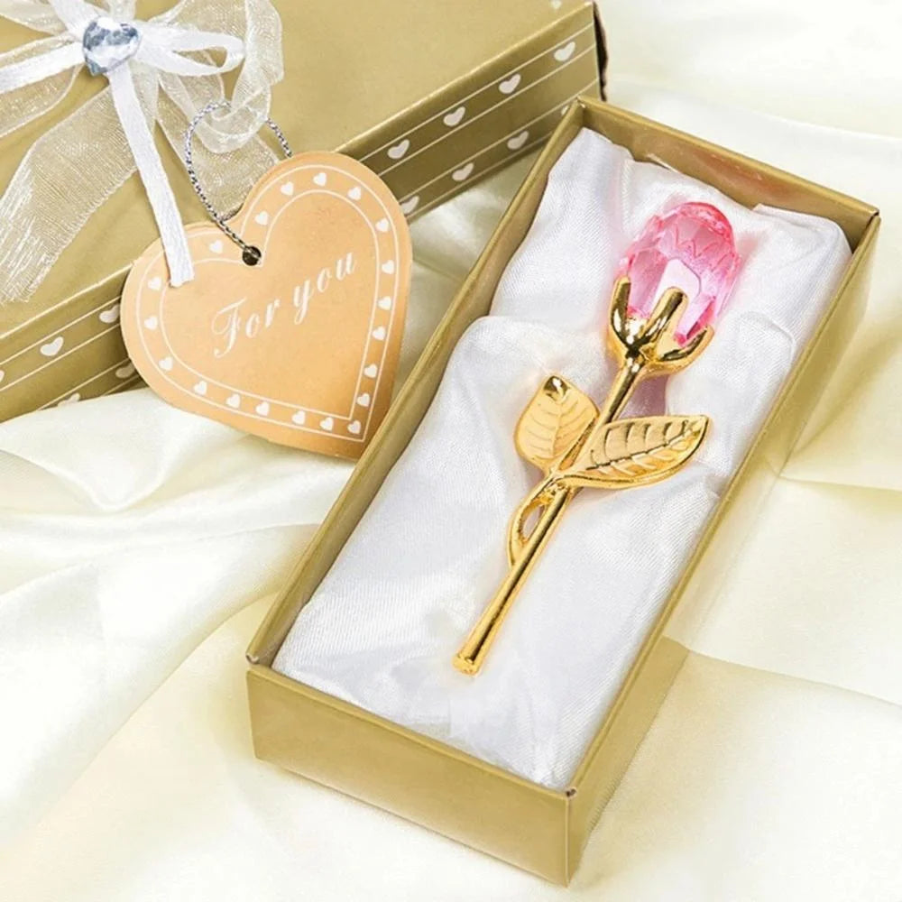 Rosa de Cristal Artesanal – Decoración de Regalo Elegante, Flor de Cristal Hecha a Mano, Ideal para Aniversarios, Bodas y Ocasiones Especiales