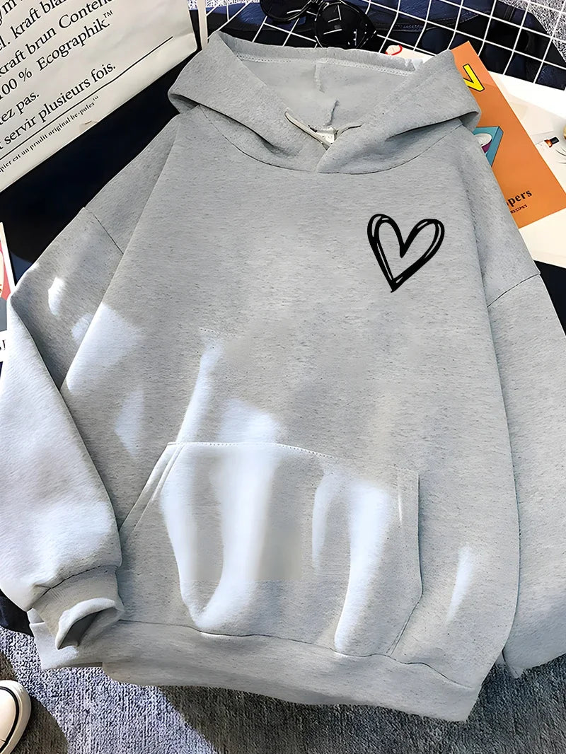 Sudadera Casual con Estampado de Corazón - Estilo Simplicidad y Comodidad