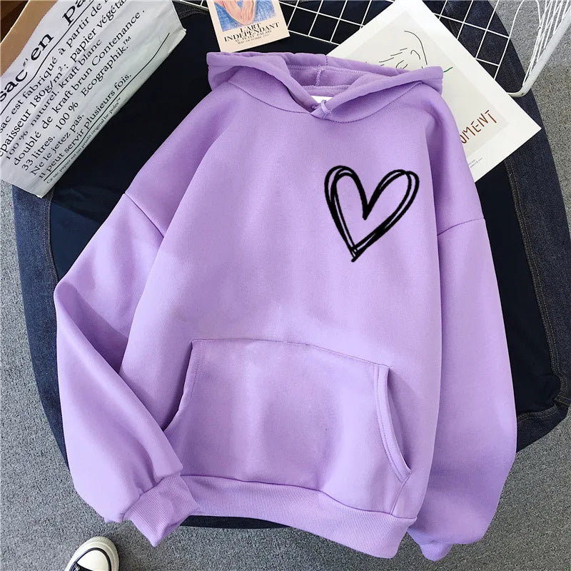 Sudadera Casual con Estampado de Corazón - Estilo Simplicidad y Comodidad