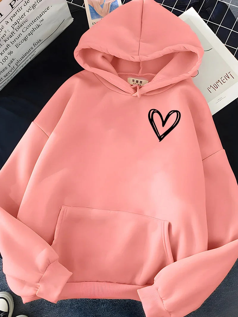 Sudadera Casual con Estampado de Corazón - Estilo Simplicidad y Comodidad